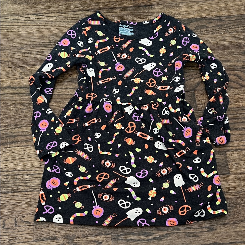 Cat & Jack Black Halloween Dress with Colorful Prints